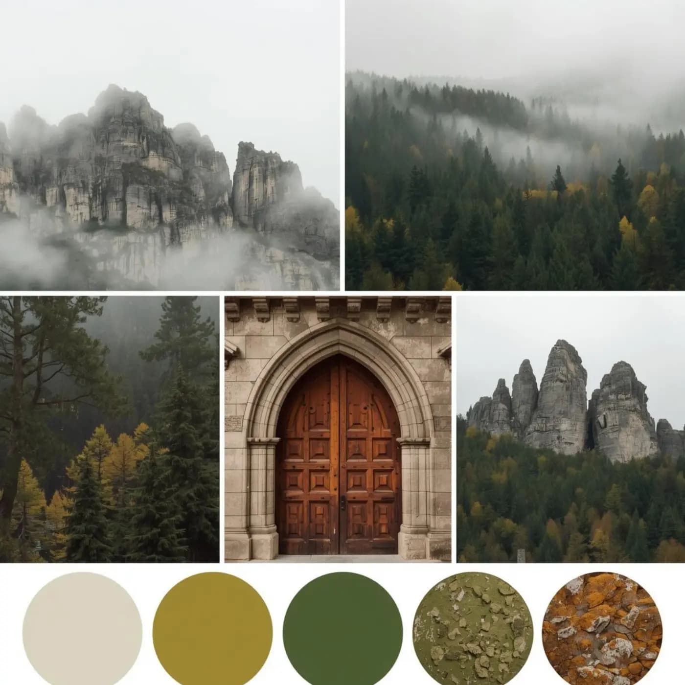 Moodboard formes et textures Chartreuse - Direction artistique organique