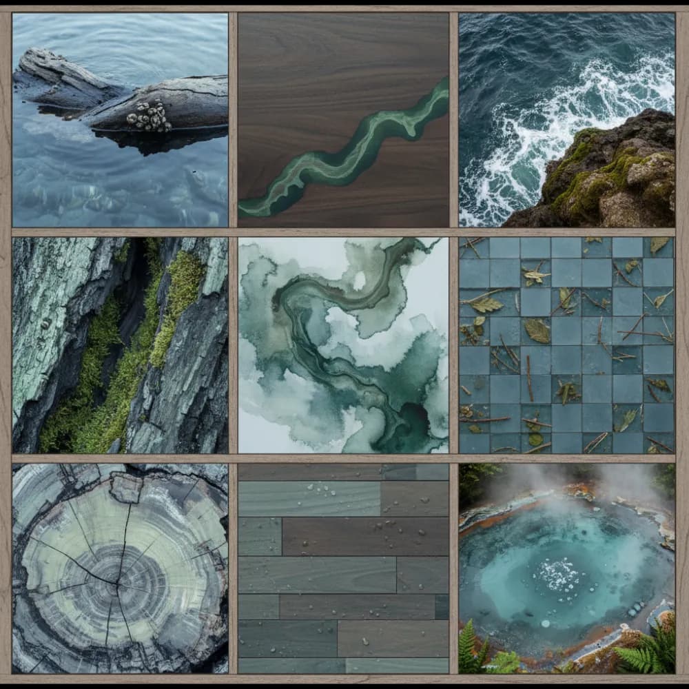 Moodboard L'Eau de Roche - Direction artistique spa et bien-être